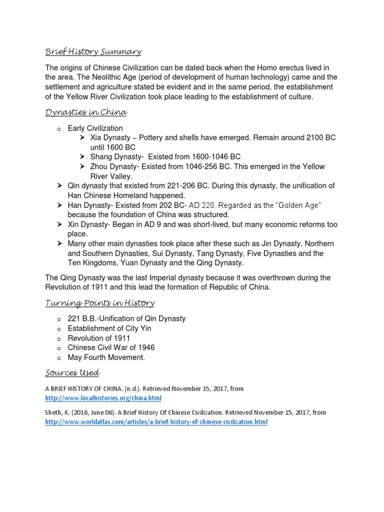 Overview of Chinese Civilization History | PDF