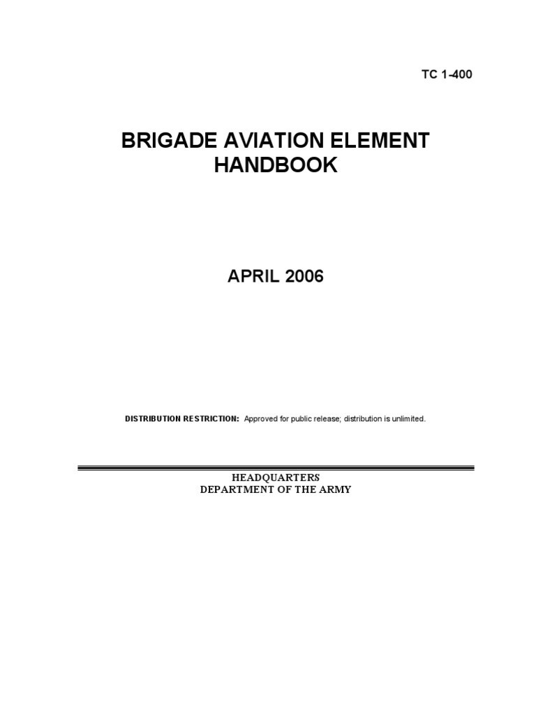 Brigade Aviation Element Handbook A Comprehensive Guide to Army Aviation Organizations