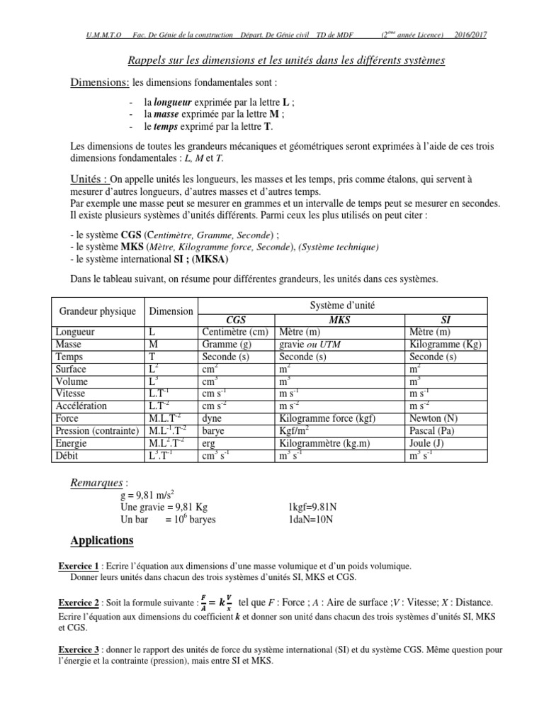 Serie 0 Avec Solution PDF | PDF | Système international d'unités ...