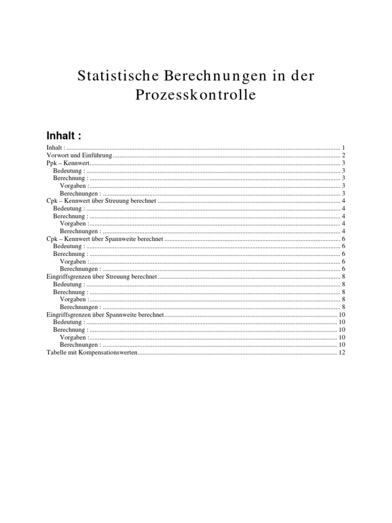 CPK Berechnung Statistik | Statistical Dispersion | Analysis