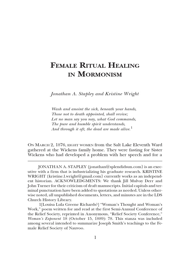 Female Healing Rituals in Mormonism | PDF | The Church Of Jesus Christ ...