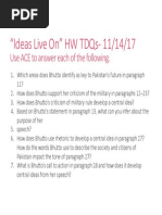 ideas live on- bhutto comprehension questions 11 14 hw