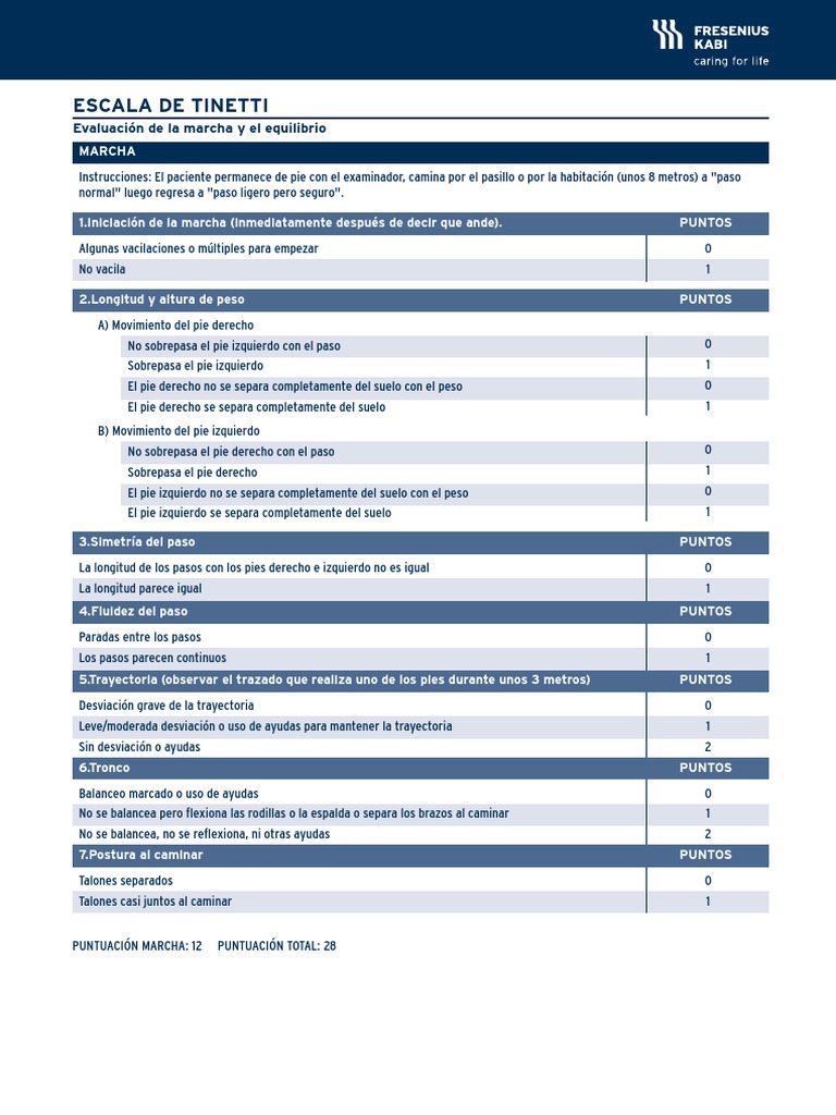 Escala de Tinetti: Evaluación de Marcha y Equilibrio | PDF | Pie | Deportes