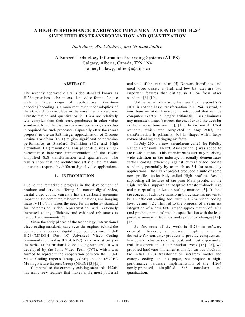 High-Performance Hardware Implementation of The H | PDF | H.264/Mpeg 4 ...