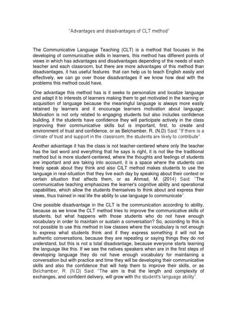 CLT Method: Pros and Cons Analysis | PDF | Learning | Cognition