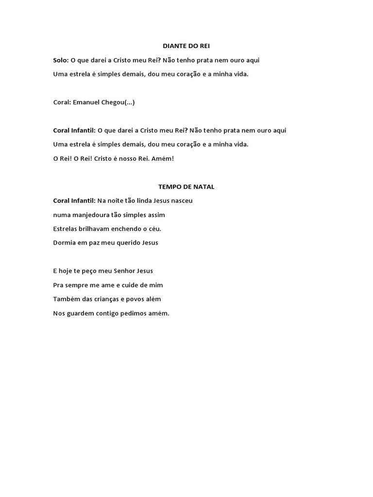 Diante Do Rei Letra | PDF