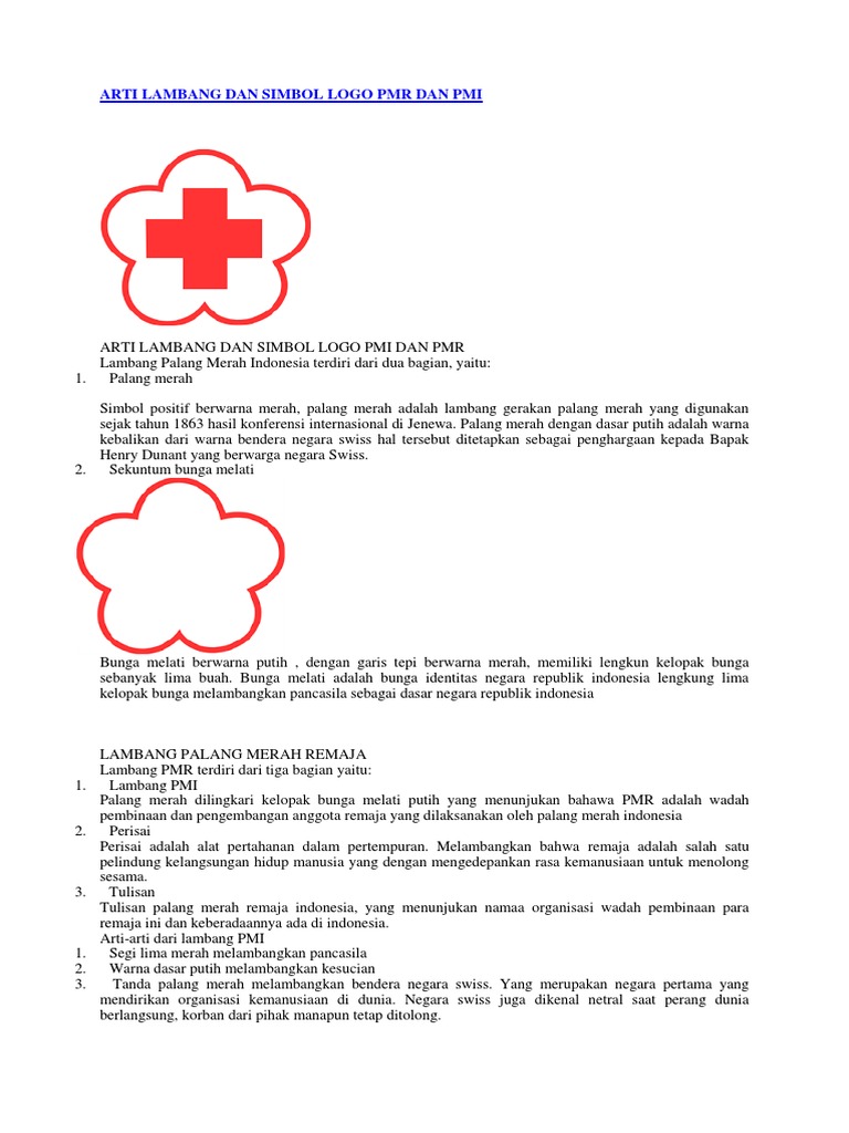 Arti Lambang Dan Simbol Logo Pmr Dan Pmi