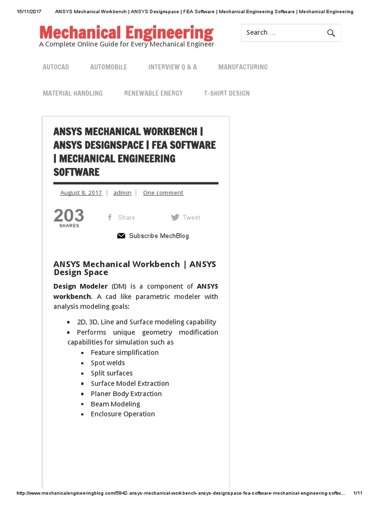ANSYS Mechanical Workbench Overview | PDF | Menu (Computing) | Computer ...