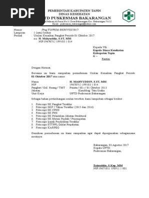 Surat Pengantar Naik Pangkat 2017