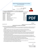 Examination Admission Card: Subject Code Subject Title Subject Type