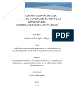 Conocimientos Sobre Matemáticas Al Inicio Del Año Lectivo