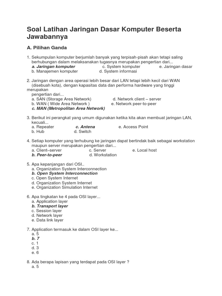 Soal Dan Jawaban Materi Routing Dan Routers