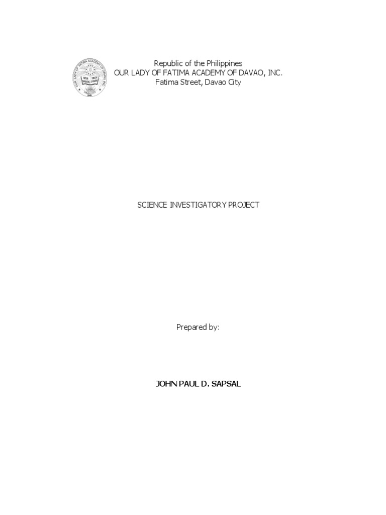 Science investigatory project sample with complete parts pdf picture