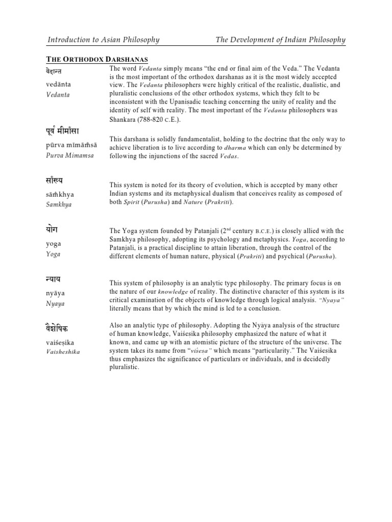 Overview of Indian Philosophical Schools | PDF | Hindu Philosophy | Vedanta