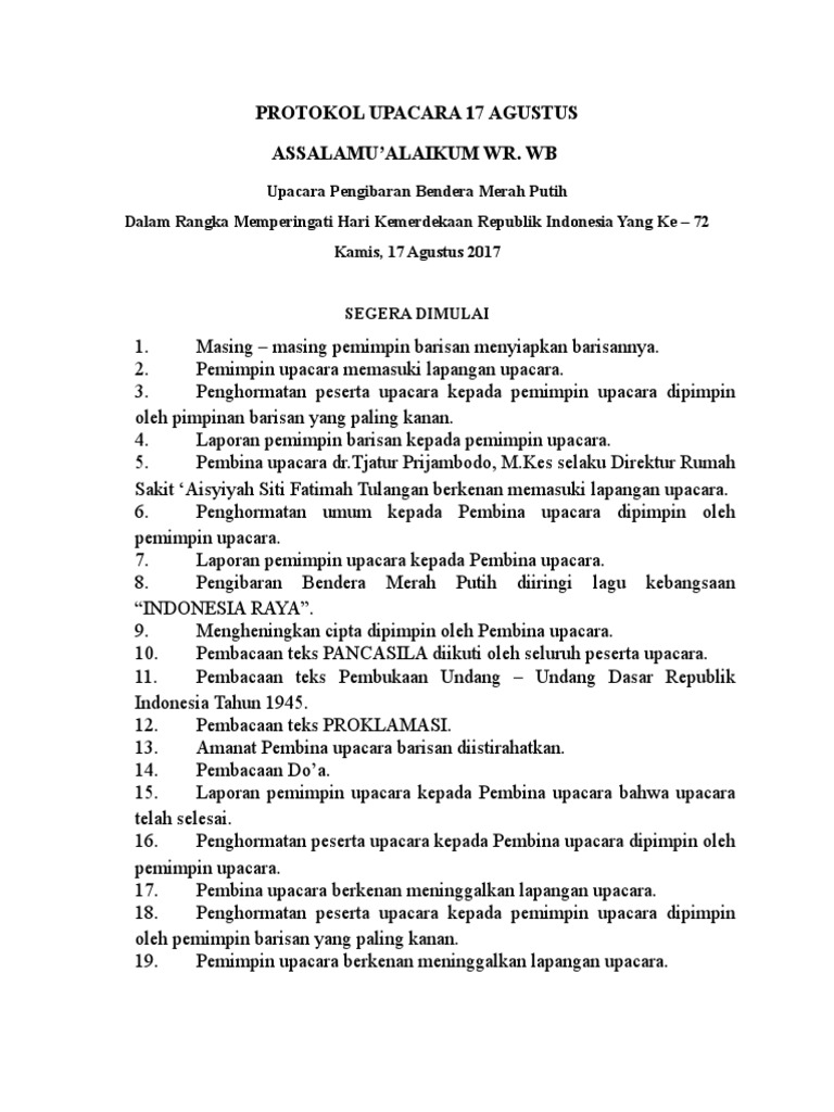 Protokol Upacara 17 Agustus