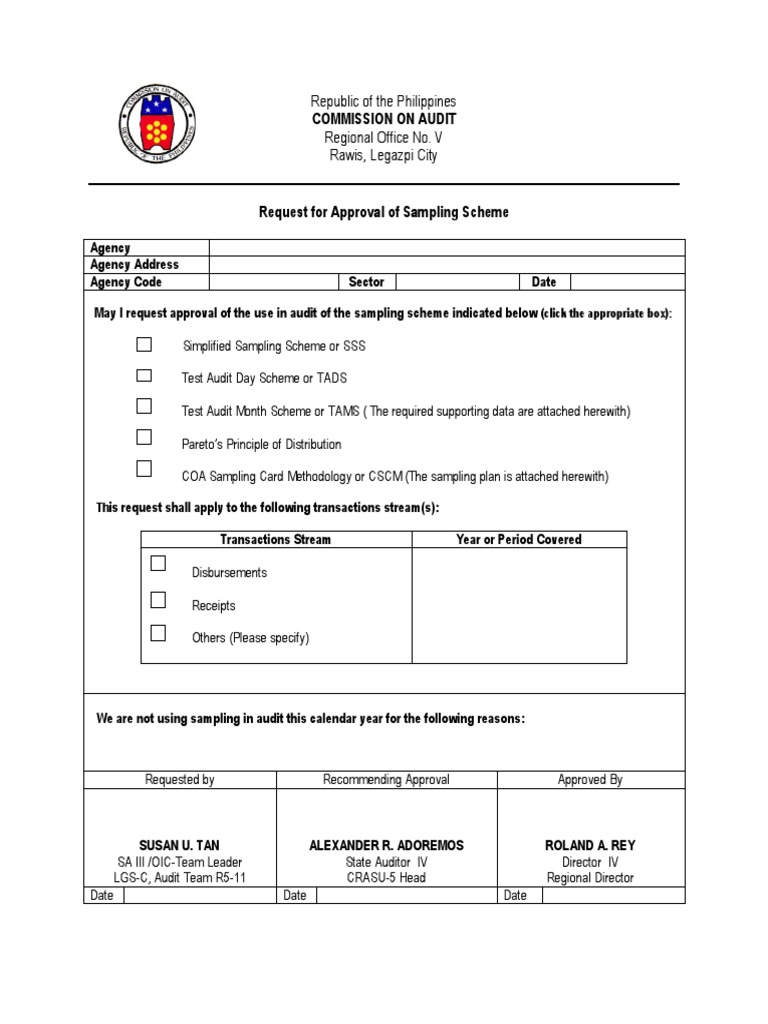Approval Request for Audit Sampling Scheme | PDF