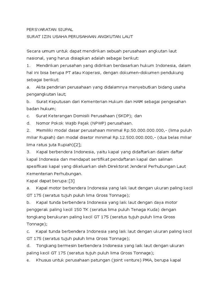 Persyaratan Siupal