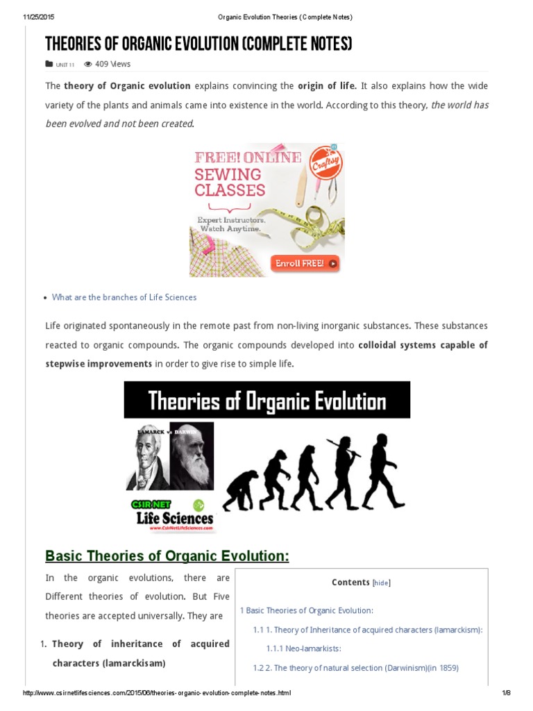 essay on evidence of organic evolution