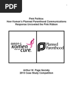 Pink Politics Susan G. Komen Planned Parenthood Case Study