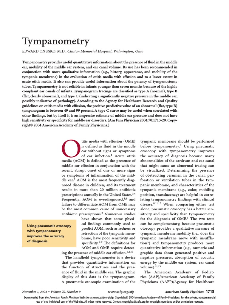 Tympanometry Guideline PDF Download Free PDF Ear Auditory System