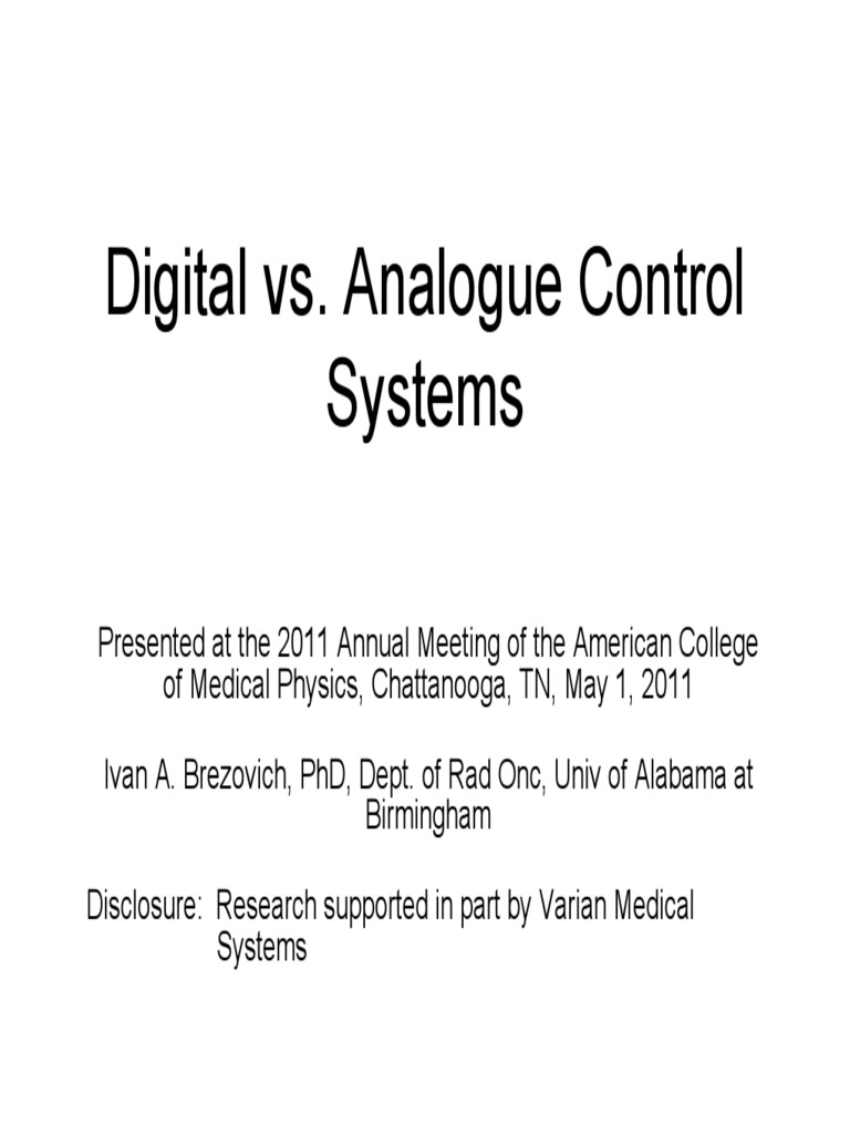 Digital vs. Analog Control Systems PDF Amplifier Analogue Electronics