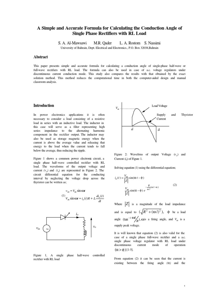 Simple and Accurate Formula For Calculating The Conduction Angle of