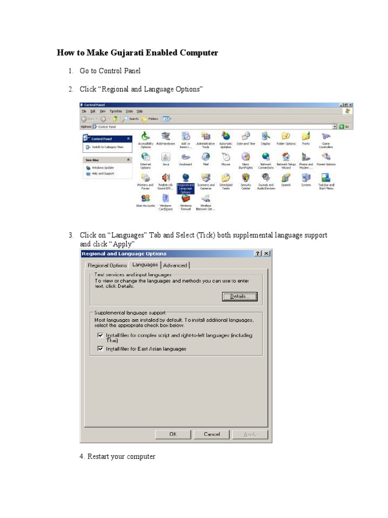 Enable Gujarati on Your PC | PDF