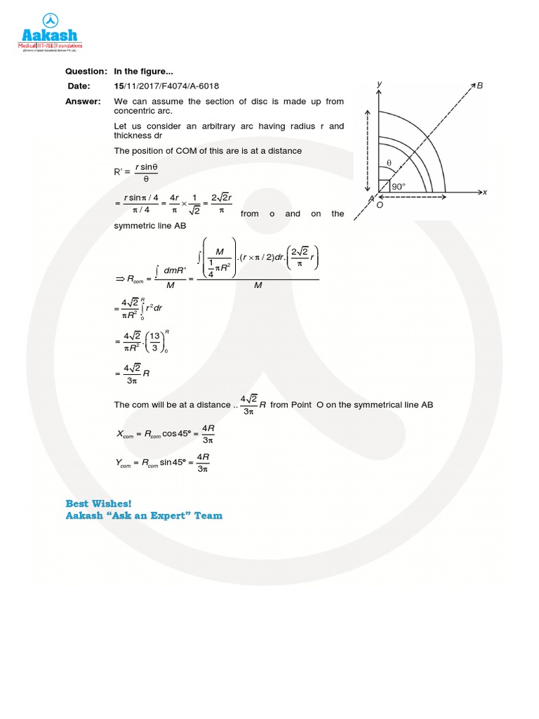Center of Mass Calculation for Disc | PDF | Teaching Methods & Materials