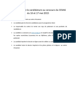 Le Processus de La Candidature Au Concours Du CESAG Du 16 Et 17 Mai2015