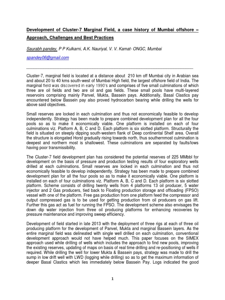 Cluster-7 Marginal Field Development Insights | PDF | Petroleum ...
