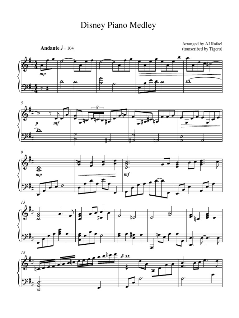 Disney Piano Medley PDF | PDF for Disney Piano Sheet Music Free Printable