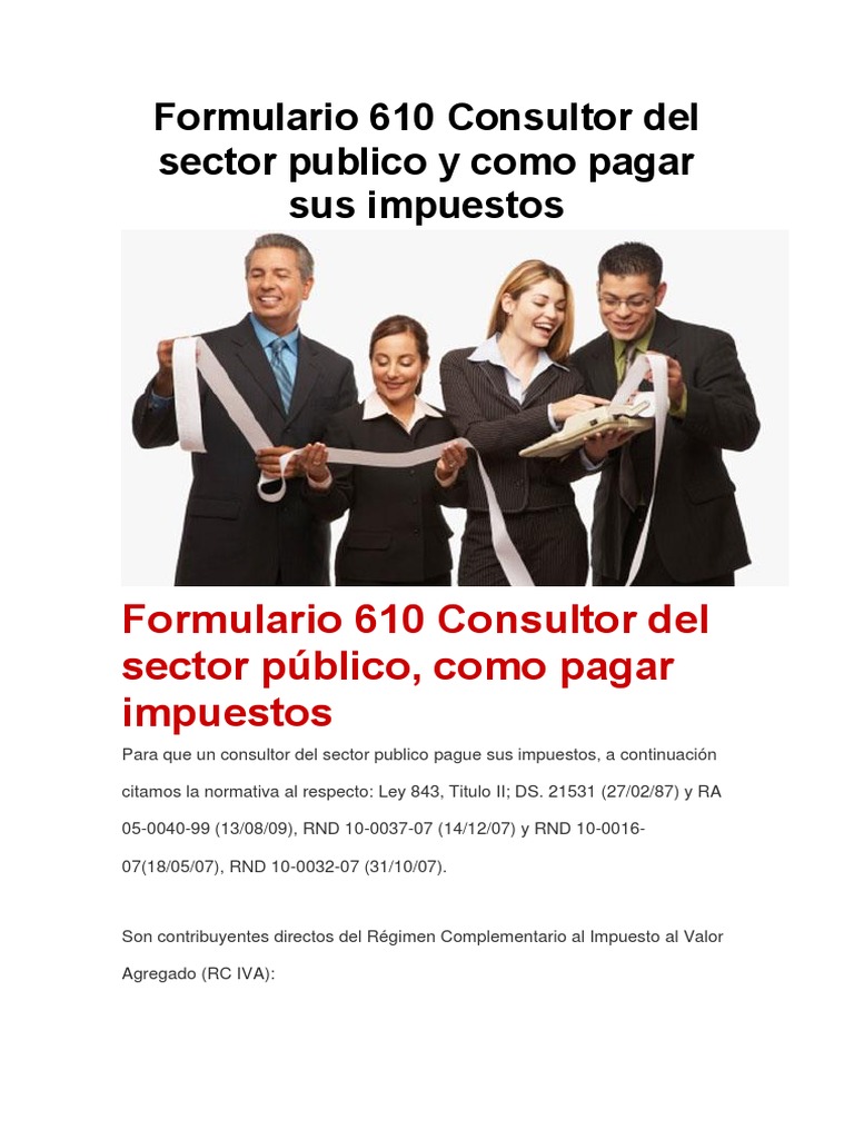 Guía del Formulario 610 para Consultores | PDF | Impuestos | Gobierno