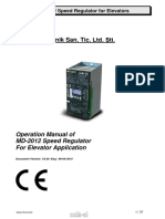 Mik-El Elektronik San. Tic. Ltd. Şti.: Operation Manual of MD-2012 Speed Regulator For Elevator Application