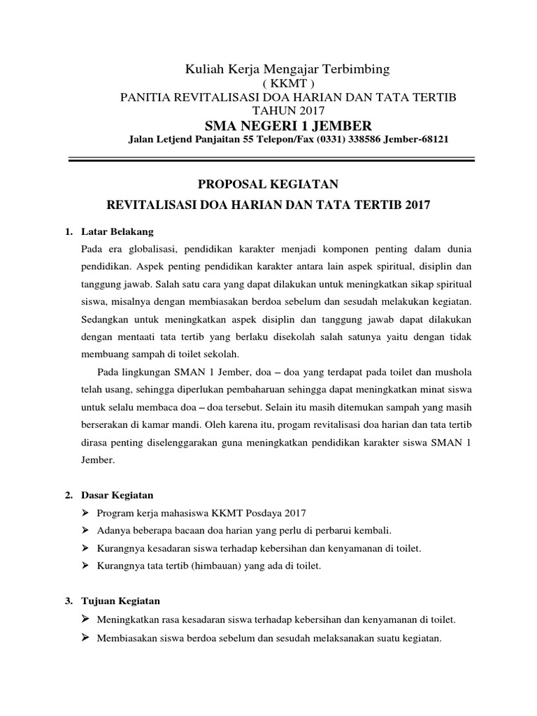 Proposal Revitalisasi Doa Harian Dan Tata Tertib