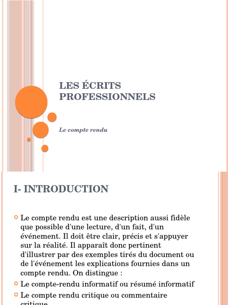Guide du Compte Rendu Professionnel | PDF | Romans | la communication