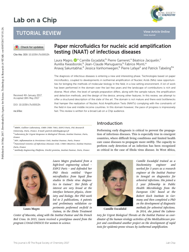 Paper Microfluidics For Nucleic Acid Amplification Testing (NAAT) of ...