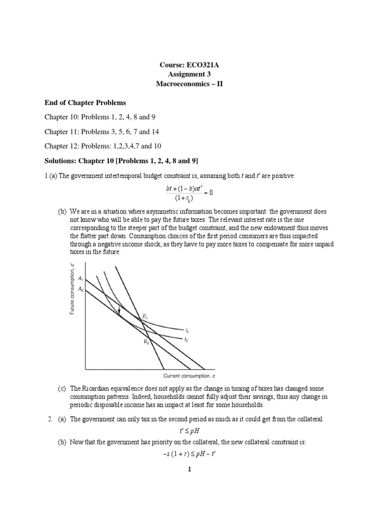 Course: ECO321A Assignment 3 Macroeconomics - II End of Chapter ...