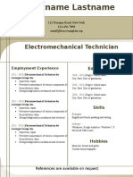 Electromechanical Technician Resume