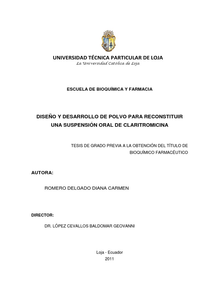Diseño y Desarrollo de Una Suspensión Oral PDF Suspensión (Química