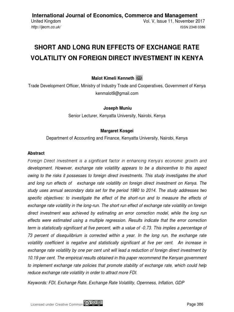 Short and Long Run Effects of Exchange Rate Volatility On Foreign ...
