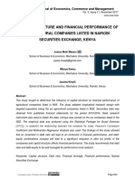 Capital Structure and Financial Performance of Agricultural Companies Listed in Nairobi Securities Exchange, Kenya