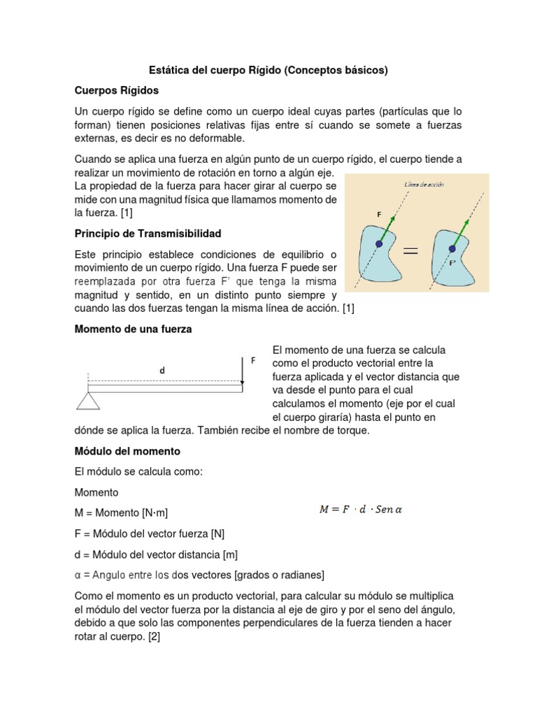 Estática Del Cuerpo Rígido | PDF | Vector Euclidiano | Fuerza