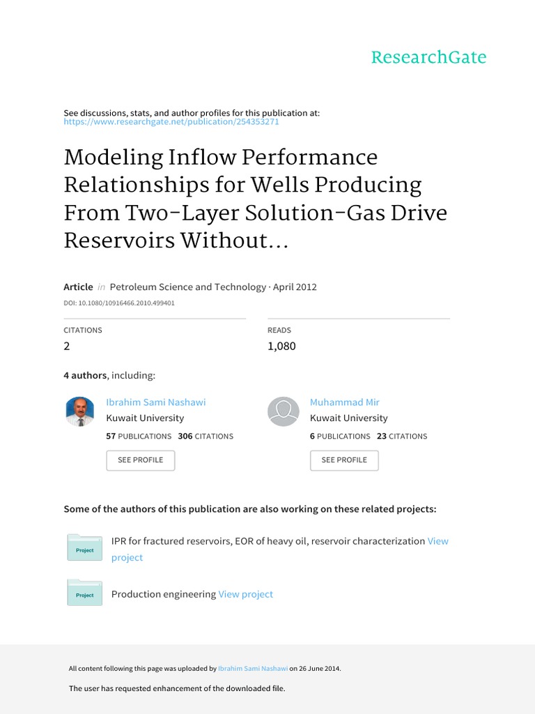 Modeling Inflow Performance Relationships IPR | PDF | Petroleum ...