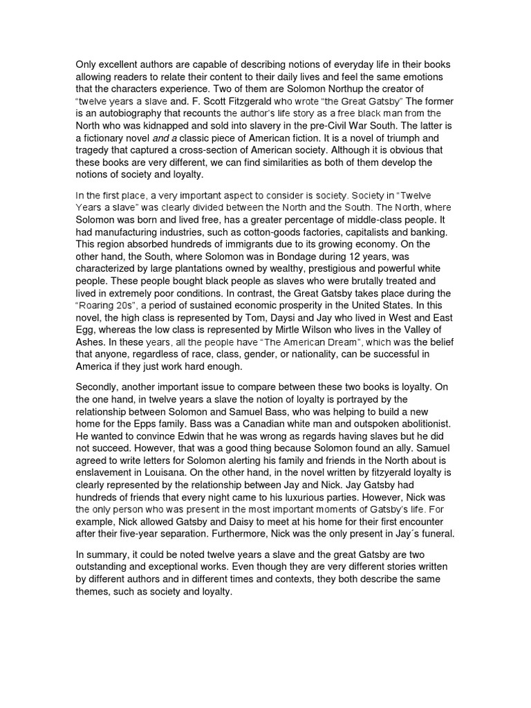 twelve years a slave essay