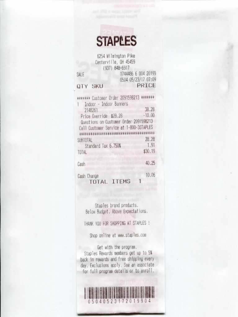 Receipt (Staples) PDF