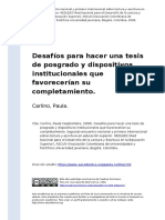 Carlino, Paula (2008) - Desafios para Hacer Una Tesis de Posgrado y Dispositivos Institucionales Que Favorecerian Su Completamiento