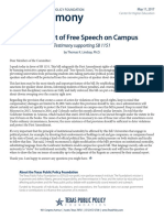 Testimony: in Support of Free Speech On Campus