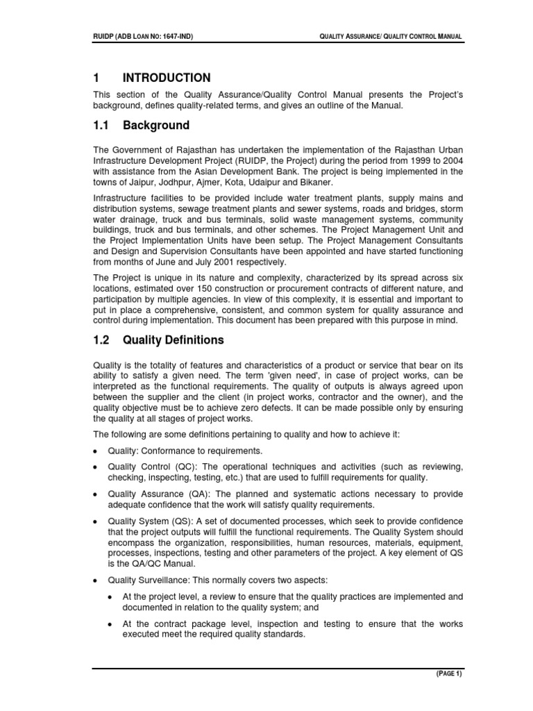 Quality Assurance Quality Control Manual Pdf Quality Assurance Business Process