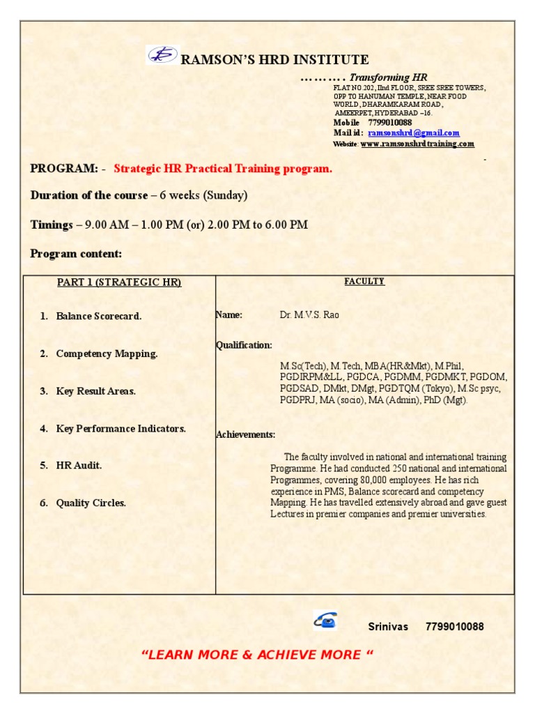 Strategic HR Training Program Overview | PDF | Titles | Academia