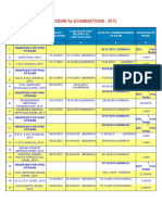 Calendar for Examinations